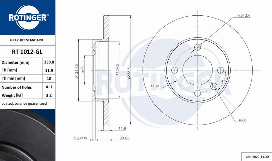 Rotinger RT 1012-GL - Əyləc Diski furqanavto.az