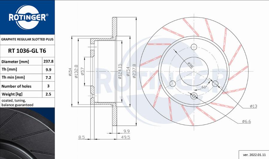 Rotinger RT 1036-GL T6 - Əyləc Diski furqanavto.az