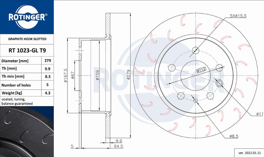 Rotinger RT 1023-GL T9 - Əyləc Diski furqanavto.az