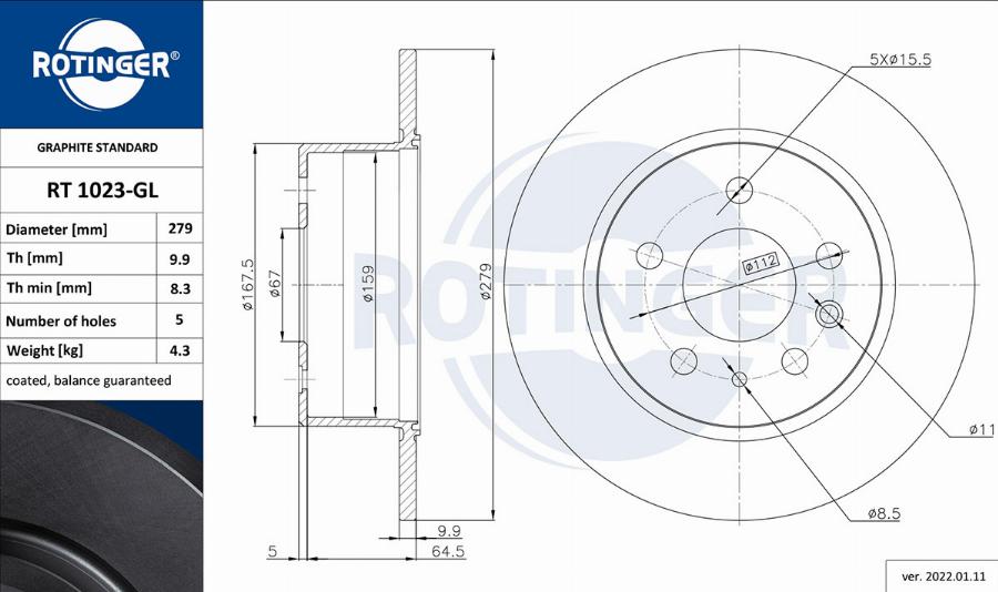 Rotinger RT 1023-GL - Əyləc Diski furqanavto.az