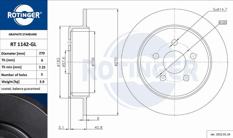 Rotinger RT 1142-GL - Əyləc Diski furqanavto.az