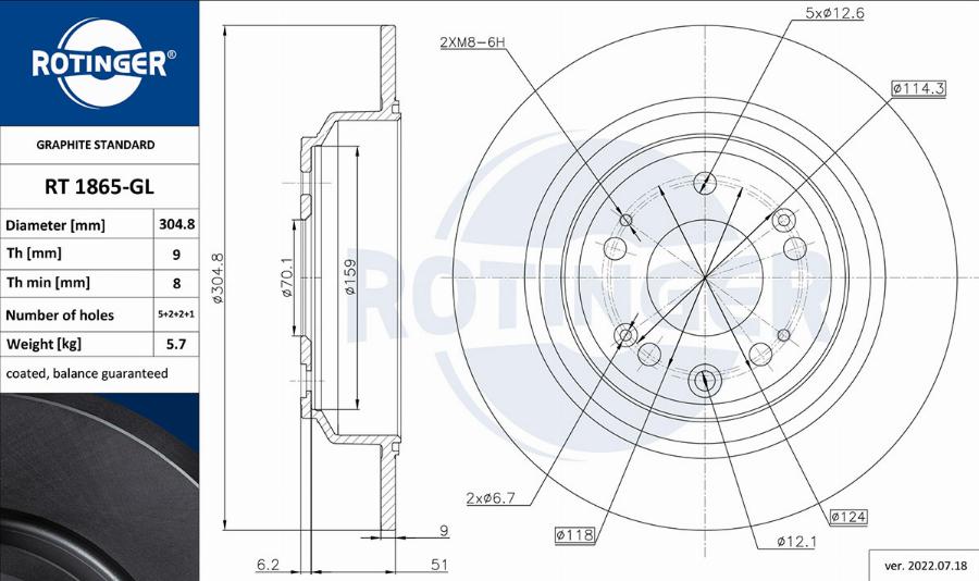 Rotinger RT 1865-GL - Əyləc Diski furqanavto.az