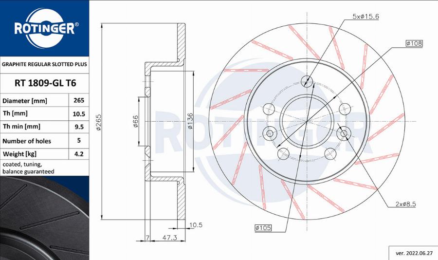 Rotinger RT 1809-GL T6 - Əyləc Diski furqanavto.az