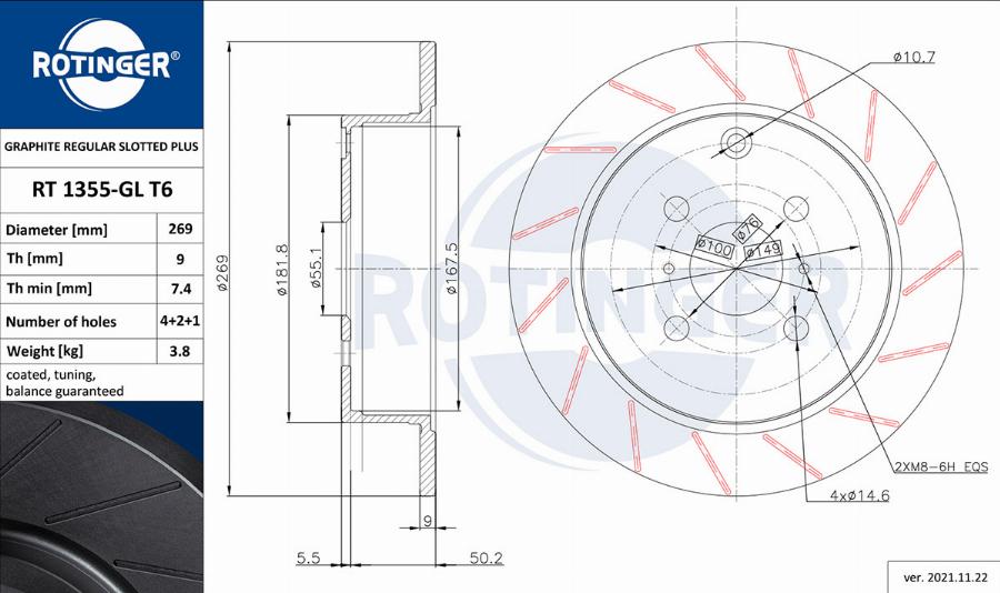 Rotinger RT 1355-GL T6 - Əyləc Diski furqanavto.az