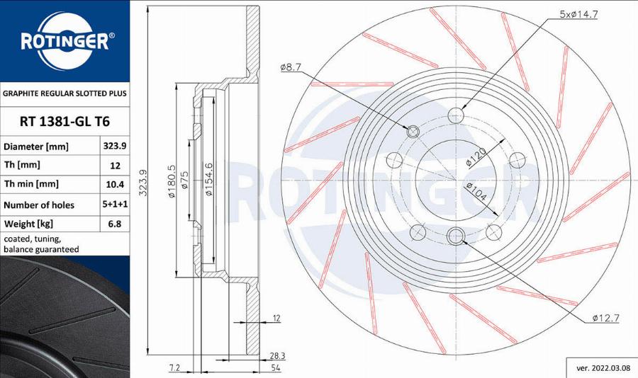 Rotinger RT 1381-GL T6 - Əyləc Diski furqanavto.az