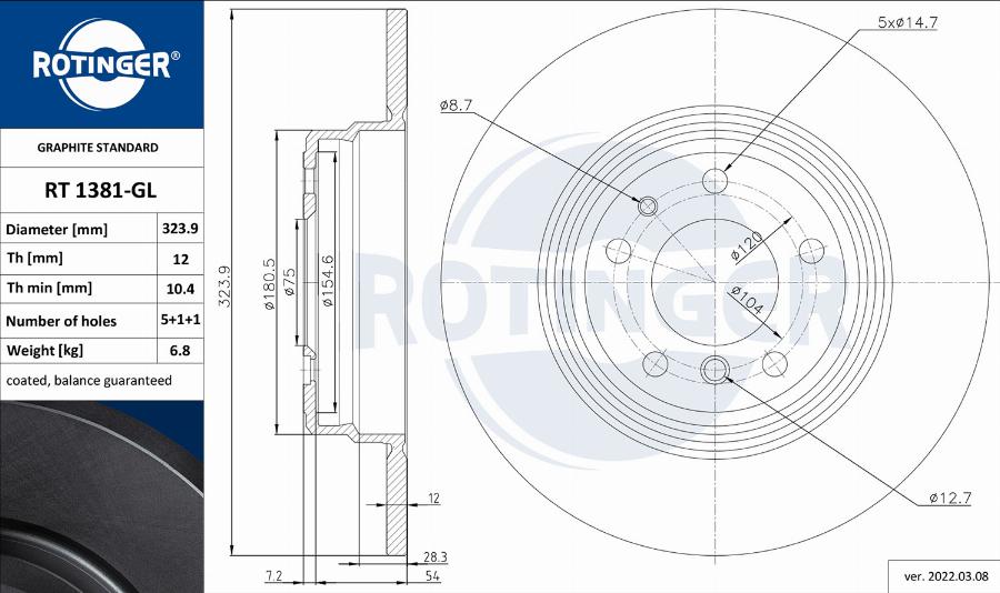 Rotinger RT 1381-GL - Əyləc Diski furqanavto.az