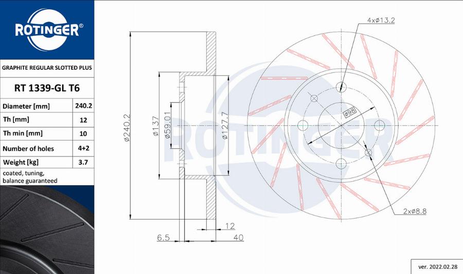 Rotinger RT 1339-GL T6 - Əyləc Diski furqanavto.az