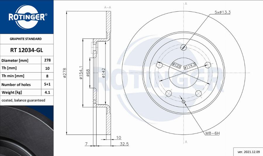 Rotinger RT 12034-GL - Əyləc Diski furqanavto.az