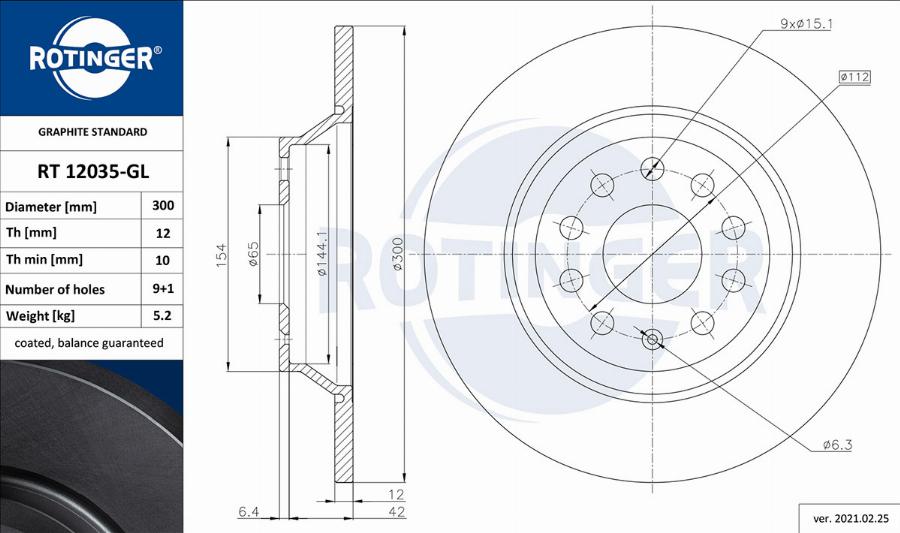 Rotinger RT 12035-GL - Əyləc Diski furqanavto.az