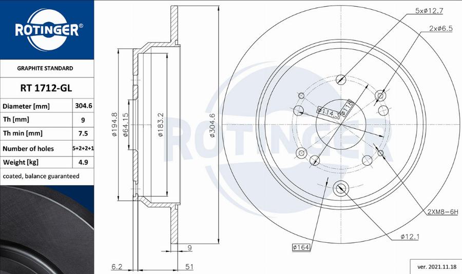 Rotinger RT 1712-GL - Əyləc Diski furqanavto.az