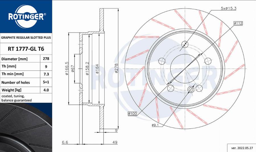 Rotinger RT 1777-GL T6 - Əyləc Diski furqanavto.az