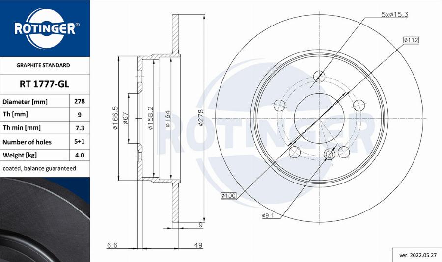 Rotinger RT 1777-GL - Əyləc Diski furqanavto.az