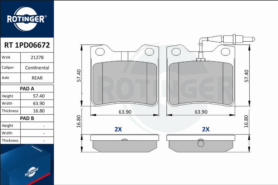 Rotinger RT 1PD06672 - Əyləc altlığı dəsti, əyləc diski furqanavto.az