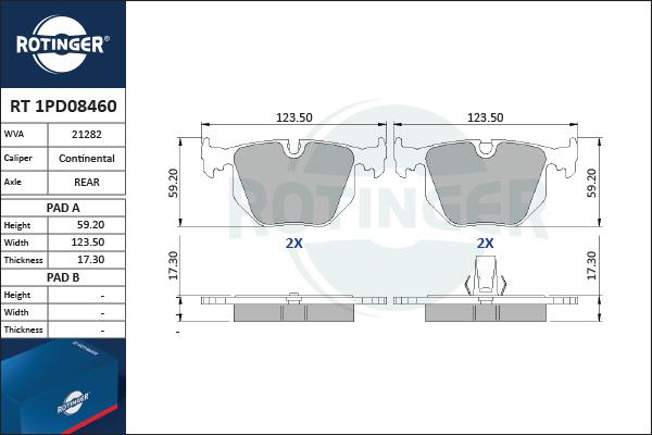 Rotinger RT 1PD08460 - Əyləc altlığı dəsti, əyləc diski furqanavto.az