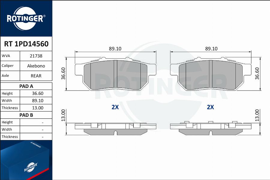 Rotinger RT 1PD14560 - Əyləc altlığı dəsti, əyləc diski furqanavto.az