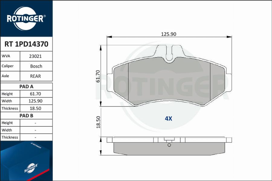 Rotinger RT 1PD14370 - Əyləc altlığı dəsti, əyləc diski furqanavto.az