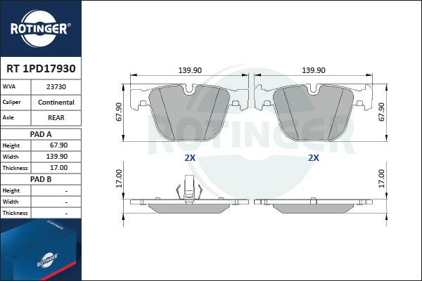 Rotinger RT 1PD17930 - Əyləc altlığı dəsti, əyləc diski furqanavto.az