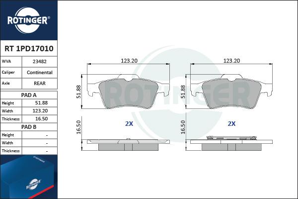 Rotinger RT 1PD17010 - Əyləc altlığı dəsti, əyləc diski furqanavto.az