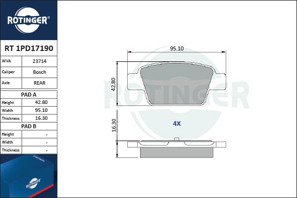 Rotinger RT 1PD17190 - Əyləc altlığı dəsti, əyləc diski furqanavto.az