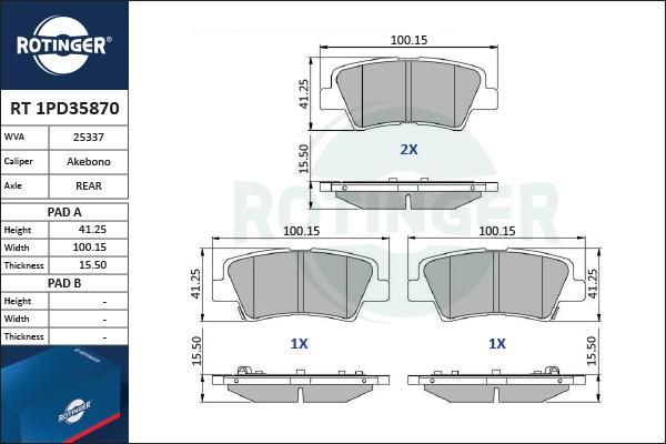 Rotinger RT 1PD35870 - Əyləc altlığı dəsti, əyləc diski furqanavto.az