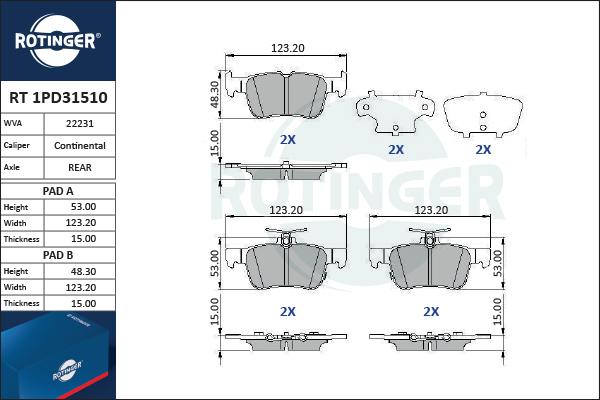 Rotinger RT 1PD31510 - Əyləc altlığı dəsti, əyləc diski furqanavto.az