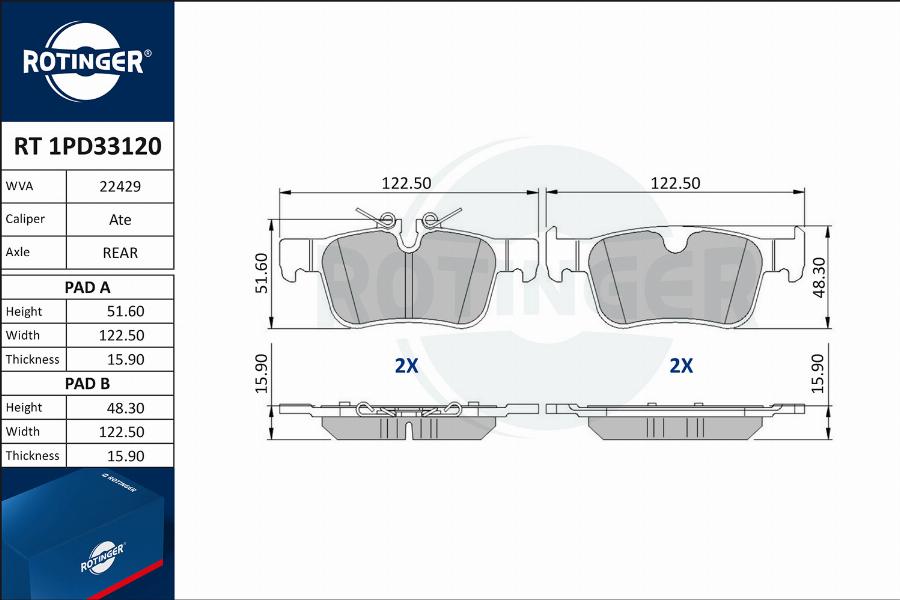 Rotinger RT 1PD33120 - Əyləc altlığı dəsti, əyləc diski furqanavto.az