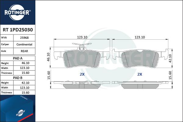 Rotinger RT 1PD25030 - Əyləc altlığı dəsti, əyləc diski furqanavto.az