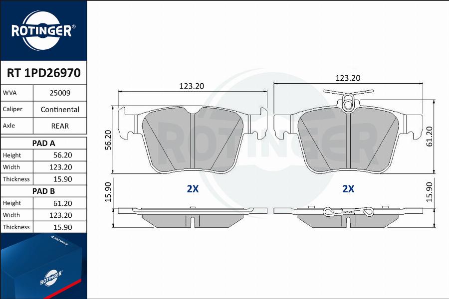 Rotinger RT 1PD26970 - Əyləc altlığı dəsti, əyləc diski furqanavto.az