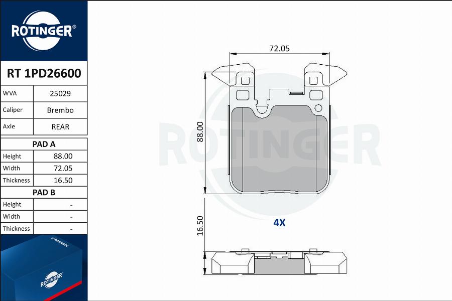 Rotinger RT 1PD26600 - Əyləc altlığı dəsti, əyləc diski furqanavto.az