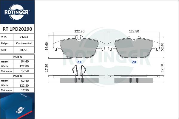 Rotinger RT 1PD20290 - Əyləc altlığı dəsti, əyləc diski furqanavto.az