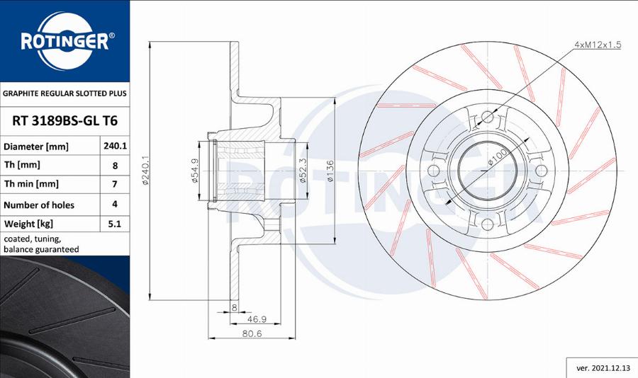 Rotinger RT 3189BS-GL T6 - Əyləc Diski furqanavto.az