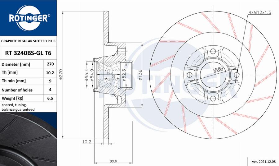 Rotinger RT 3240BS-GL T6 - Əyləc Diski furqanavto.az