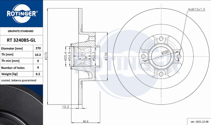 Rotinger RT 3240BS-GL - Əyləc Diski furqanavto.az