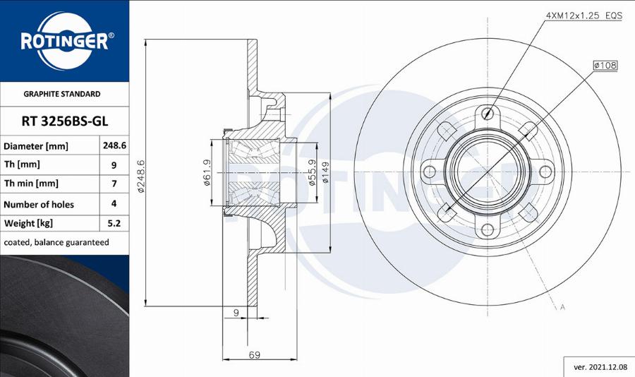 Rotinger RT 3256BS-GL - Əyləc Diski furqanavto.az