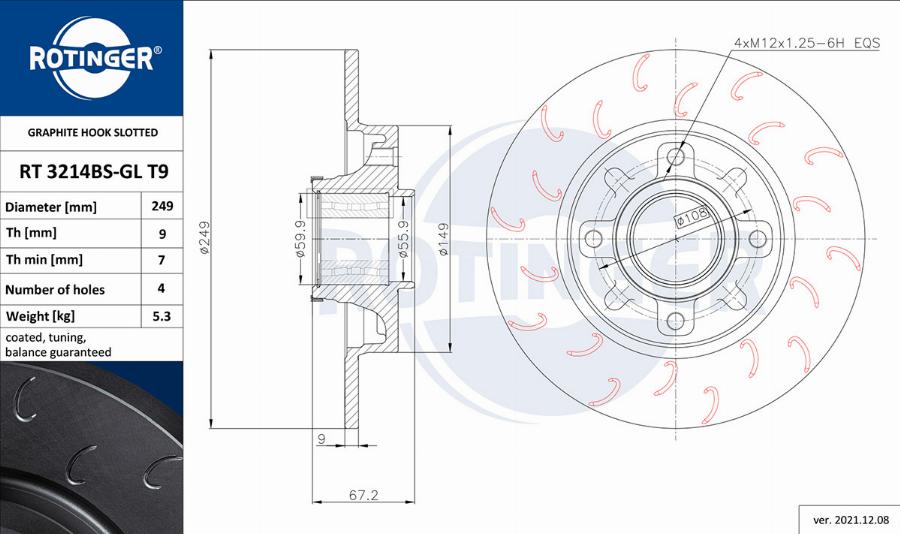 Rotinger RT 3214BS-GL T9 - Əyləc Diski furqanavto.az