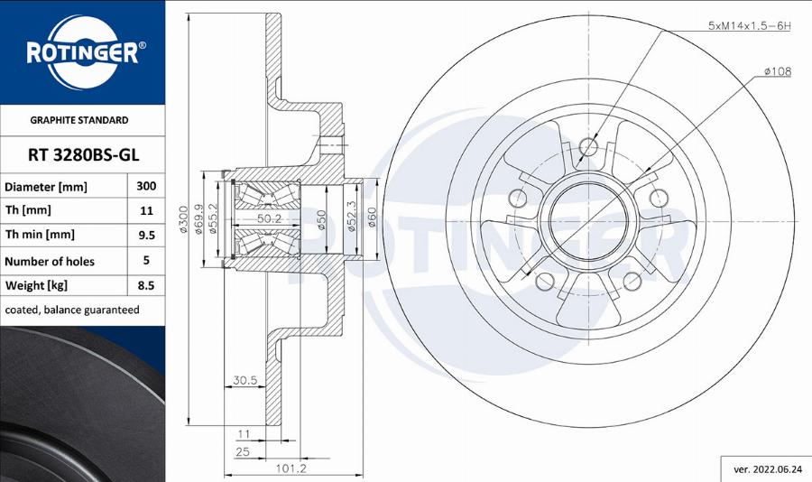 Rotinger RT 3280BS-GL - Əyləc Diski furqanavto.az