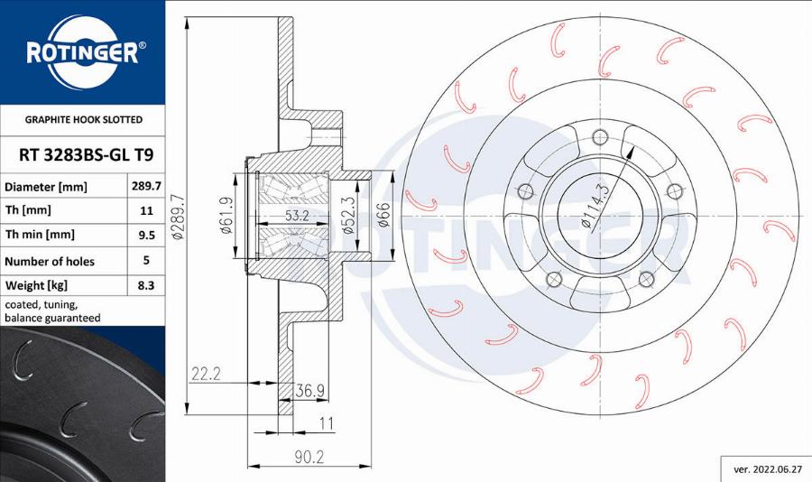 Rotinger RT 3283BS-GL T9 - Əyləc Diski furqanavto.az