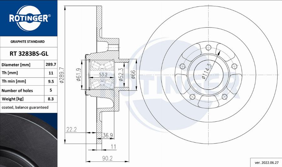 Rotinger RT 3283BS-GL - Əyləc Diski furqanavto.az