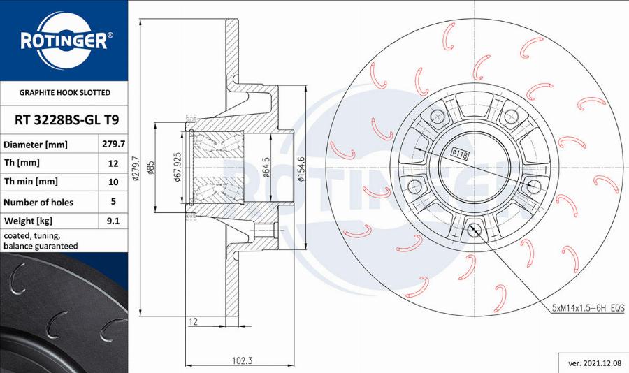 Rotinger RT 3228BS-GL T9 - Əyləc Diski furqanavto.az