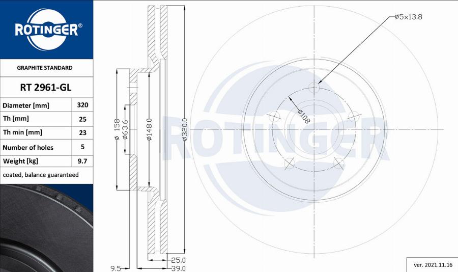 Rotinger RT 2961-GL - Əyləc Diski furqanavto.az