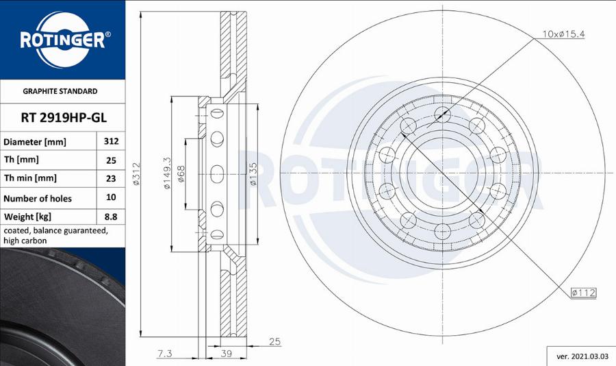 Rotinger RT 2919HP-GL - Əyləc Diski furqanavto.az