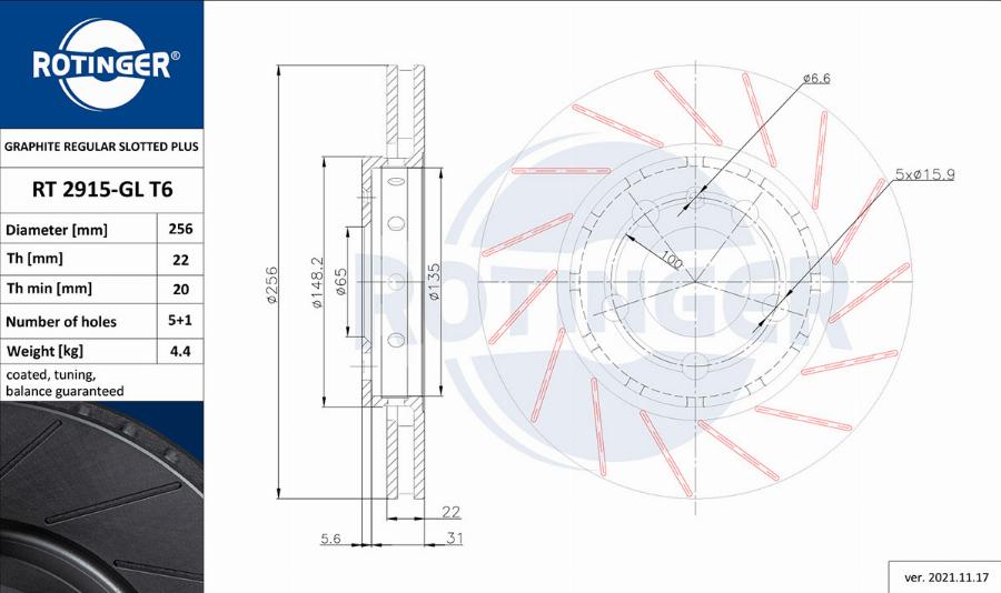 Rotinger RT 2915-GL T6 - Əyləc Diski furqanavto.az