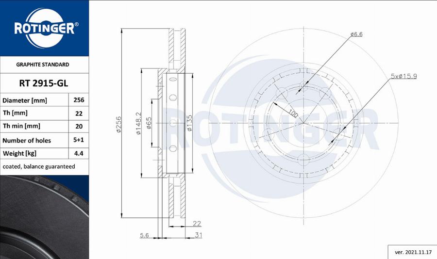 Rotinger RT 2915-GL - Əyləc Diski furqanavto.az