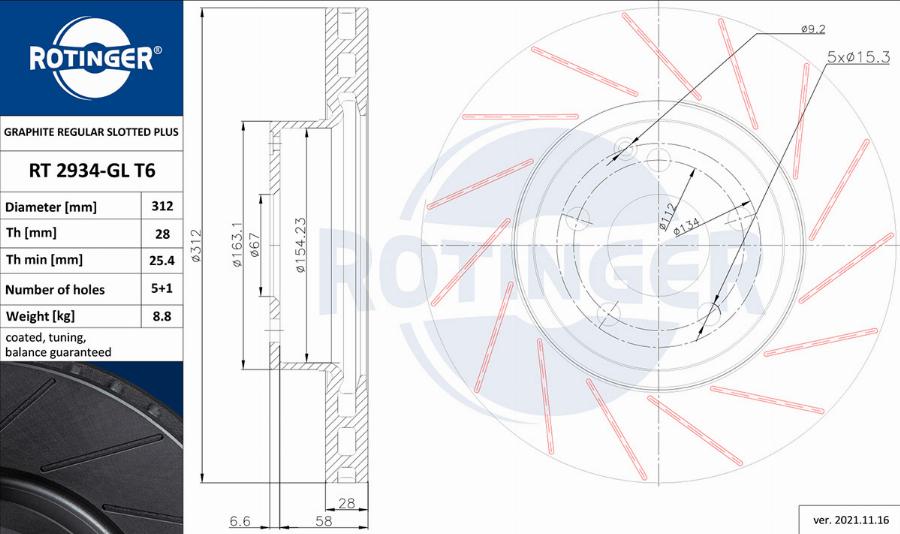 Rotinger RT 2934-GL T6 - Əyləc Diski furqanavto.az