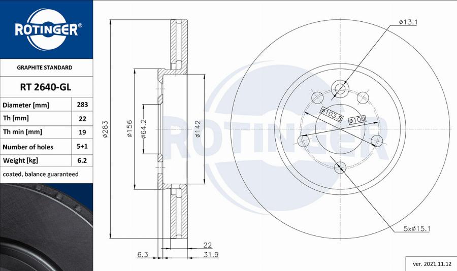 Rotinger RT 2640-GL - Əyləc Diski furqanavto.az