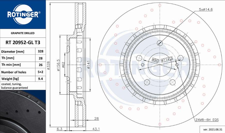 Rotinger RT 20952-GL T3 - Əyləc Diski furqanavto.az