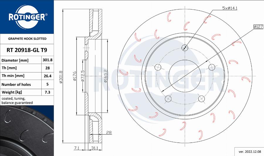 Rotinger RT 20918-GL T9 - Əyləc Diski furqanavto.az