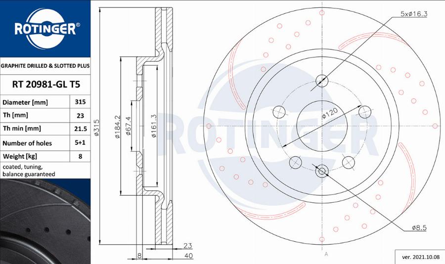 Rotinger RT 20981-GL T5 - Əyləc Diski furqanavto.az