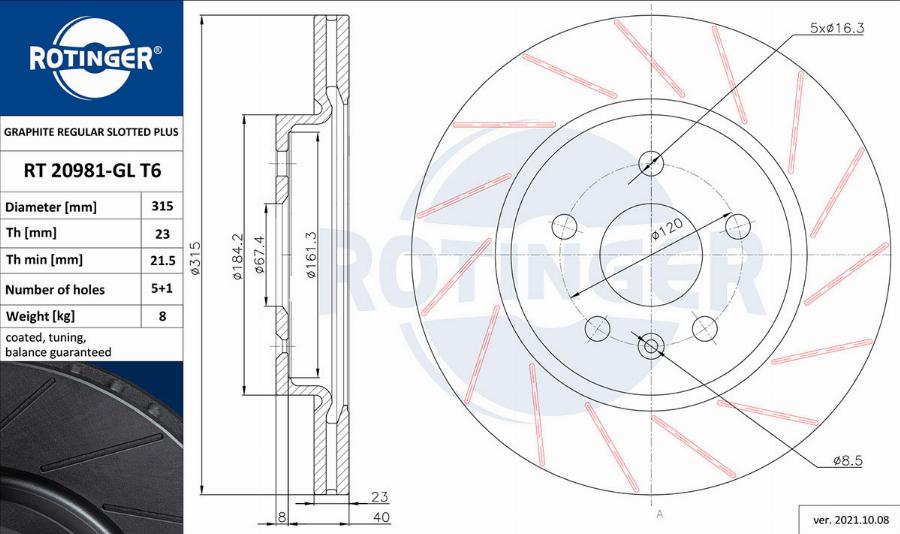 Rotinger RT 20981-GL T6 - Əyləc Diski furqanavto.az