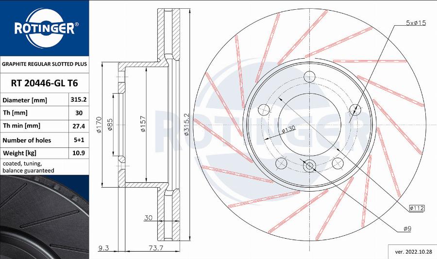 Rotinger RT 20446-GL T6 - Əyləc Diski furqanavto.az